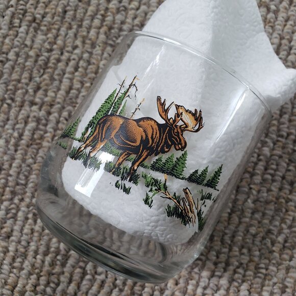 Vintage Sunoco North American Wildlife Collector Drinking Glasses: Moose - Picture 1 of 2